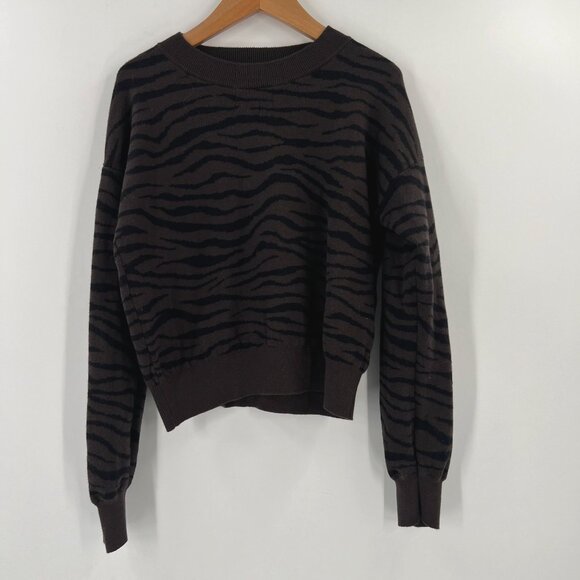 Gap Kids XL (12) Zebra Print Sweater Brown Black Shaker Knit Crew Neck Cotton - Picture 8 of 8